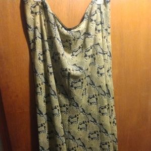 Green snake print slip skirt